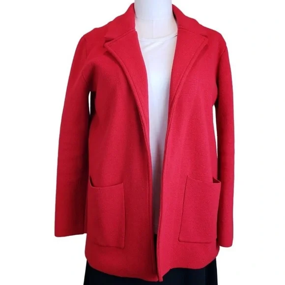 Magaschoni XS oversized boyfriend designer red cotton wool blend knit blazer EUC - Picture 2 of 5